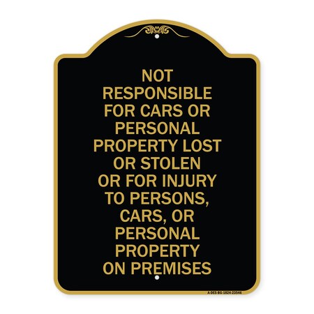 Signmission Not Responsible for Cars or Personal Property Lost or Stolen or for Injury to Persons, BG-1824-23546 A-DES-BG-1824-23546